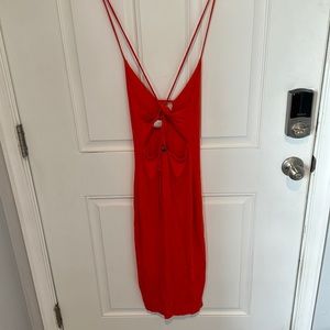 Fashion Nova Open Back Coral Dress